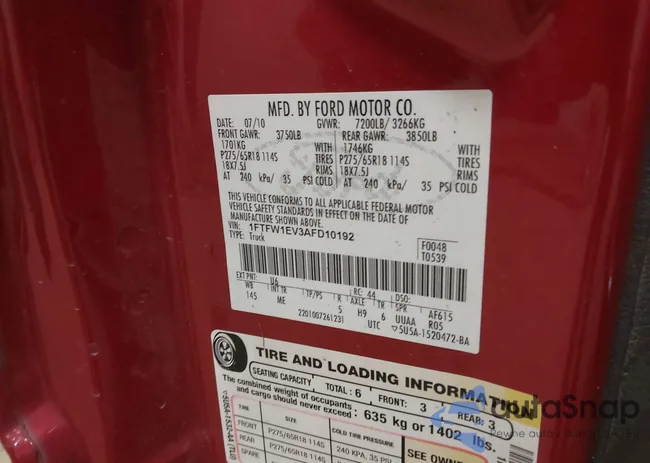 1FTFW1EV3AFD10192: 43700886