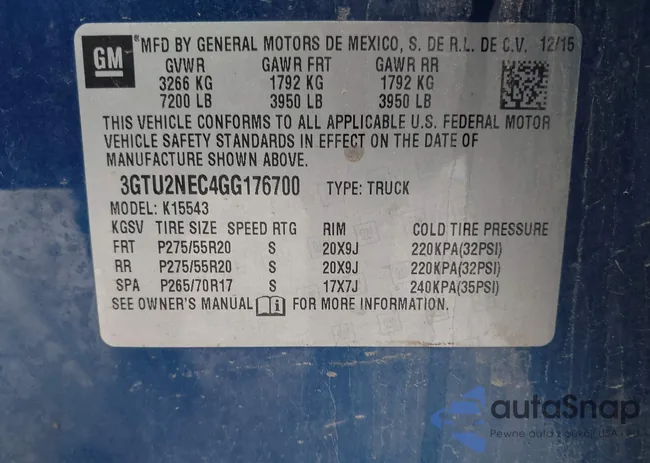 3GTU2NEC4GG176700: 43700904