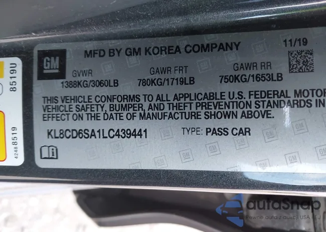 KL8CD6SA1LC439441: 43700948