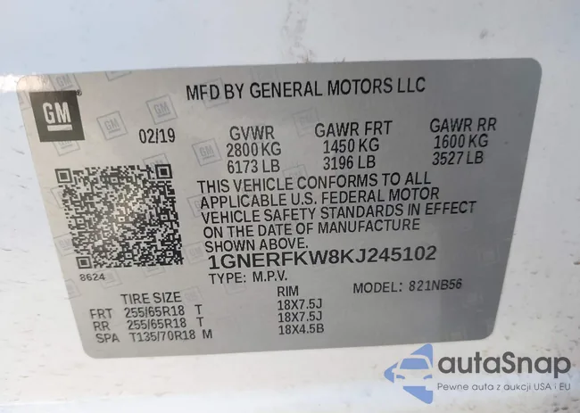 1GNERFKW8KJ245102: 43701007