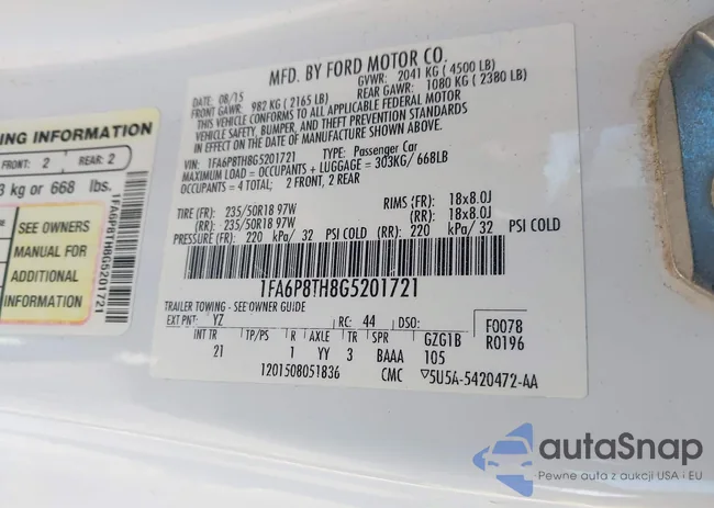 1FA6P8TH8G5201721: 43702263