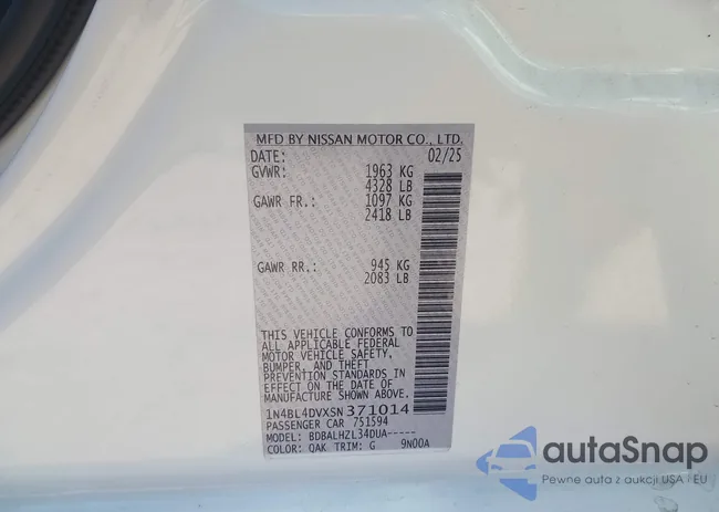 1N4BL4DVXSN371014: 43702530