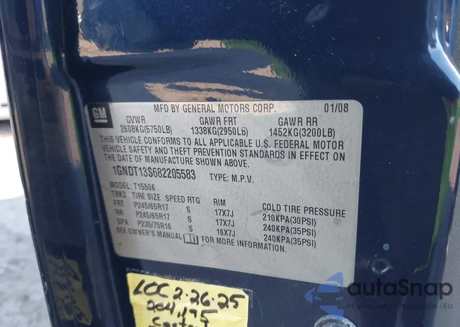 1GNDT13S682205583: 43702610