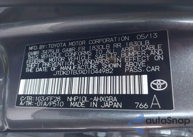 JTDKDTB3XD1044982: 43702615