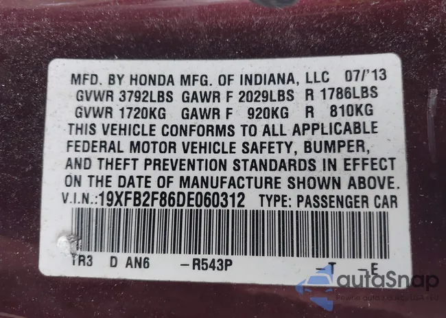 19XFB2F86DE060312: 43702653