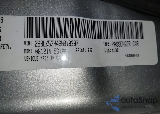 2B3LK53H48H319397: 43701701