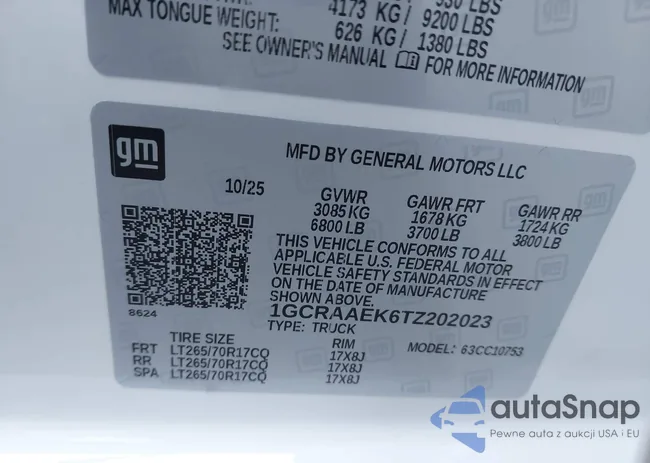 1GCRAAEK6TZ202023: 43701746