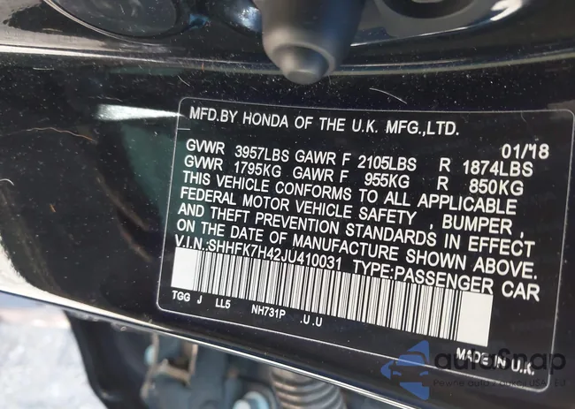 SHHFK7H42JU410031: 43701760