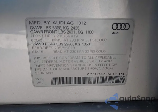 WA1LFAFP5DA031373: 43701761