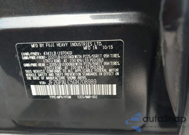 JF2GPALC5GH208989: 43703149