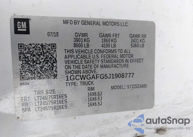 1GCWGAFG5J1908777: 43703221