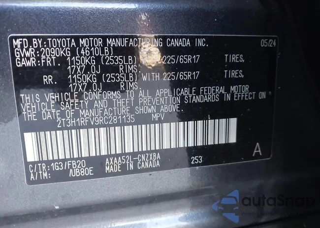 2T3H1RFV9RC281135: 43703245