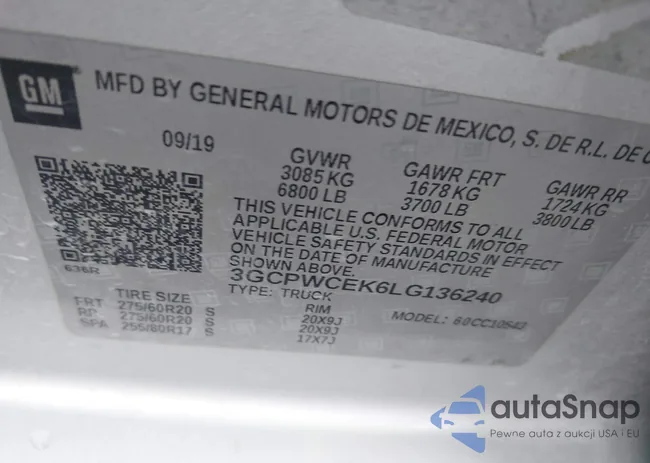 3GCPWCEK6LG136240: 43703335