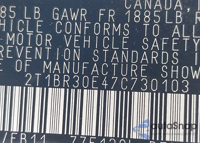 2T1BR30E47C730103: 43703341