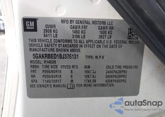 5GAKRBED1BJ376131: 43703349