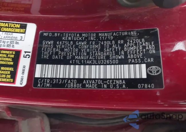 4T1L11AK3LU326500: 43703359