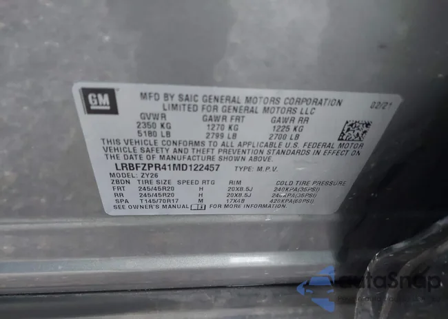 LRBFZPR41MD122457: 43703376