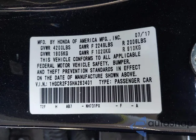 1HGCR2F35HA263401: 43703389