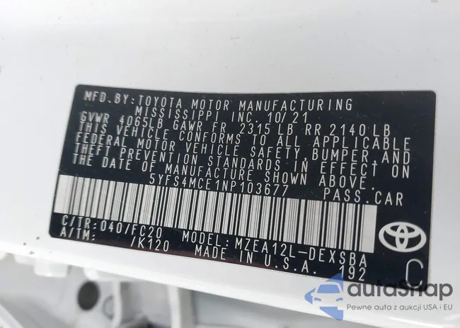 5YFS4MCE1NP103677: 43703406