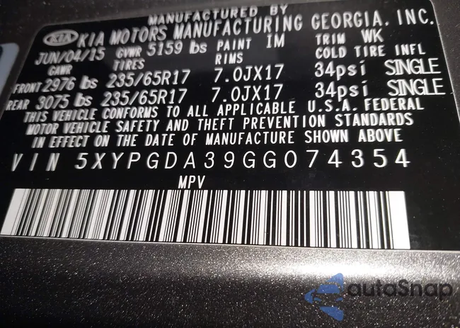 5XYPGDA39GG074354: 43703449