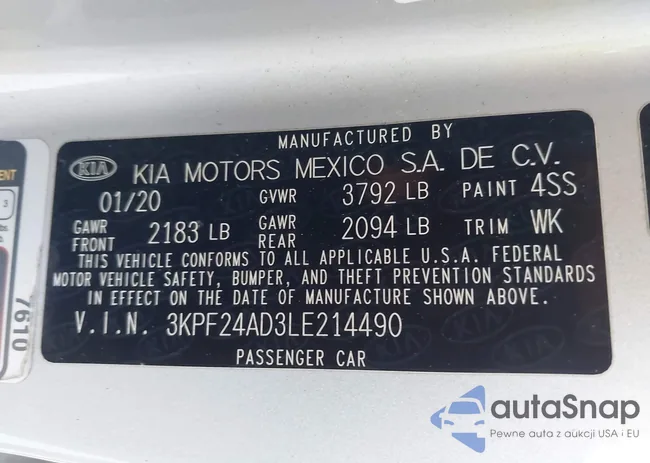 3KPF24AD3LE214490: 43703582