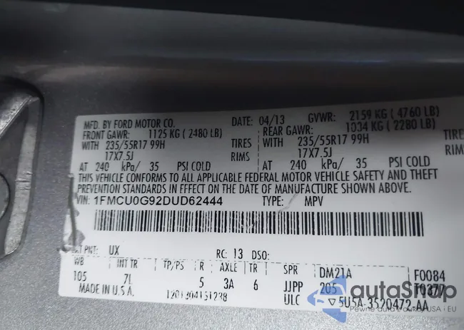 1FMCU0G92DUD62444: 43702844