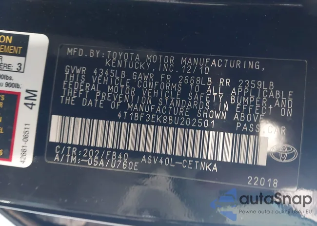 4T1BF3EK8BU202501: 43703004