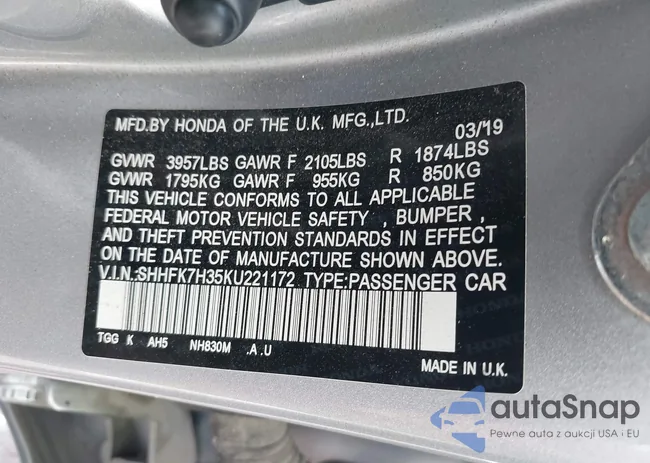 SHHFK7H35KU221172: 43704094