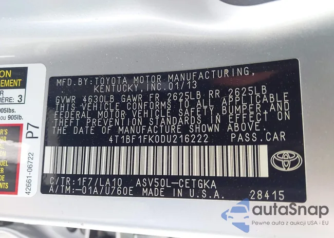 4T1BF1FK0DU216222: 43704095