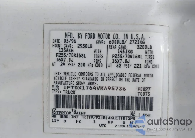 1FTDX1764VKA95736: 43704142