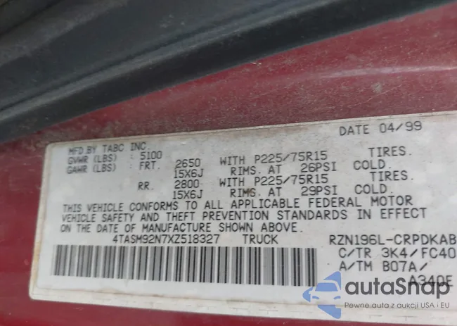 4TASM92N7XZ518327: 43704315