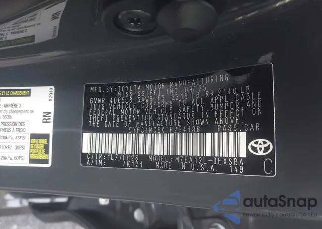 5YFS4MCEXTP254188: 43704318