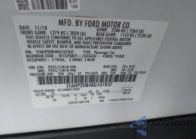 1FAHP2D84KG107837: 43704533