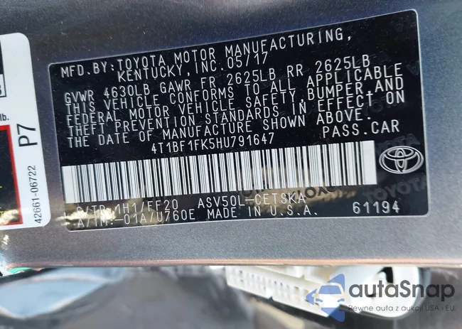 4T1BF1FK5HU791647: 43704621