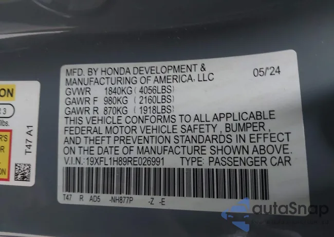 19XFL1H89RE026991: 43704660