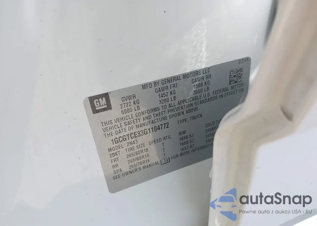 1GCGTCE33G1104772: 43703820