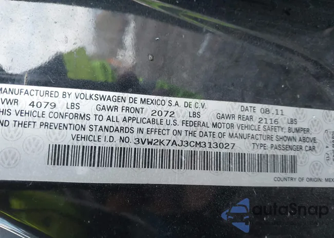 3VW2K7AJ3CM313027: 43705105