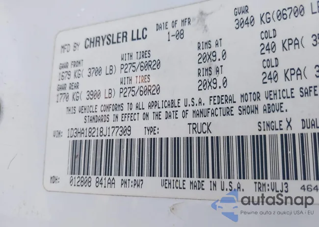 1D3HA18218J177309: 43705246