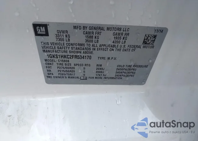 1GKS1HKC2FR534170: 43705300