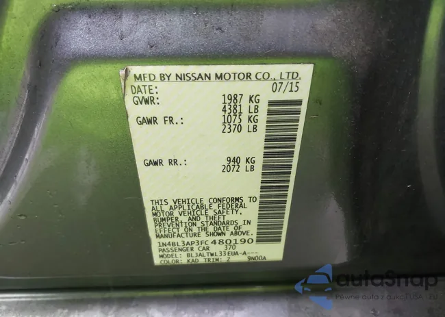 1N4BL3AP3FC480190: 43705346