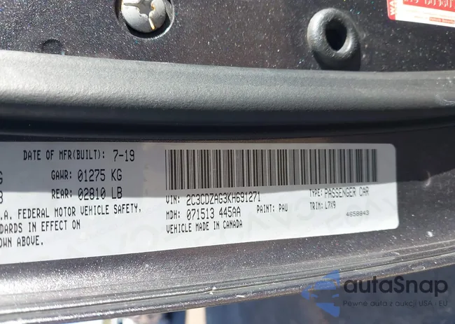 2C3CDZAG3KH691271: 43705440