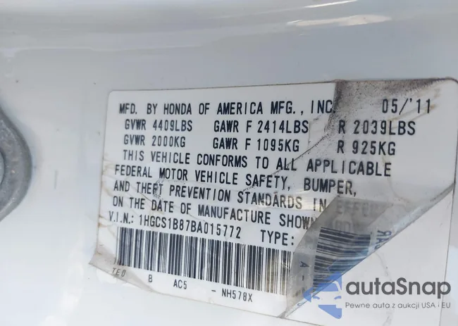 1HGCS1B87BA015772: 43705475