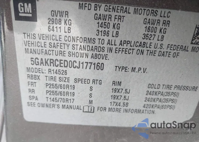 5GAKRCED0CJ177160: 43705481