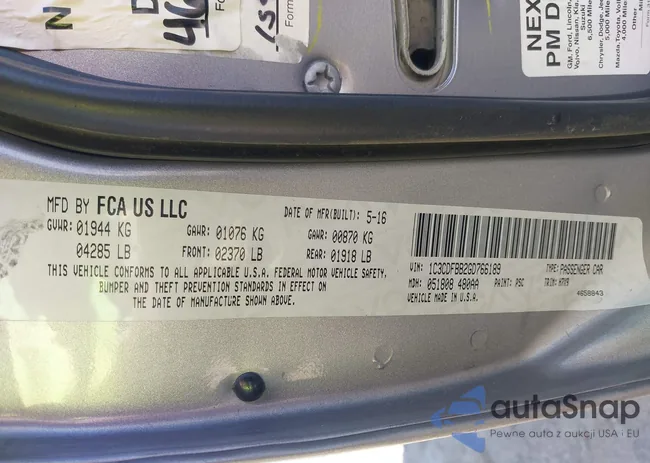 1C3CDFBB2GD766189: 43705502