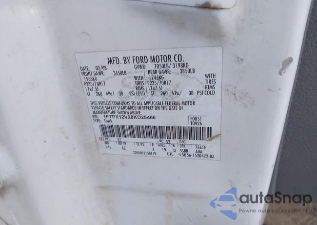 1FTPX12V28KD25466: 43705505