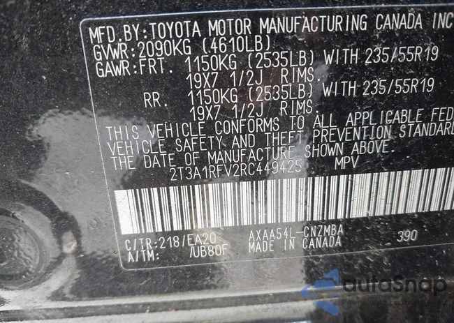 2T3A1RFV2RC449425: 43705518