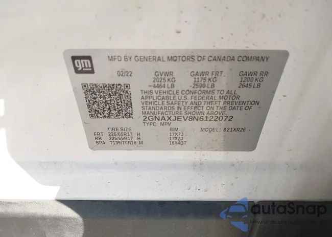 2GNAXJEV8N6122072: 43705545