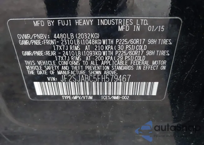 JF2SJABC5FH579467: 43705553