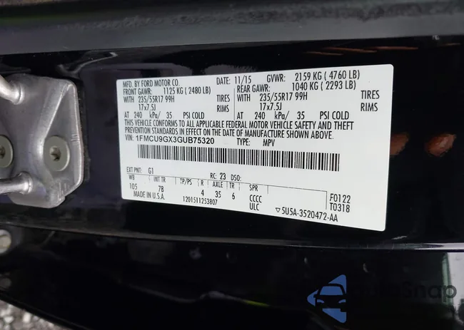 1FMCU9GX3GUB75320: 43705557