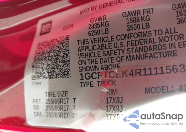 1GCPTCEK4R1111563: 43705593